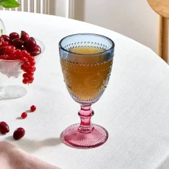 Karaca Weingläser & Kelchglas-Sunflower Weinglas 314 ml, Blau Rosa Blau01