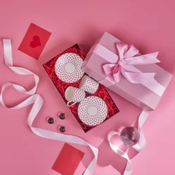 Karaca Mokka & Espressotassen Set-Sweet Love für 2 Personen Kaffeetasse, 90 ml Weıß Rot