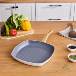 Karaca Keramikpfanne|Swiss Crystal Produkte-Swiss Crystal 28 cm Induktions Grillpfanne, Creamy Creme01