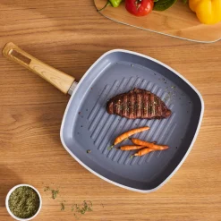 Karaca Keramikpfanne|Swiss Crystal Produkte-Swiss Crystal 28 cm Induktions Grillpfanne, Creamy Creme01