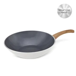 Karaca Wokpfanne|Keramikpfanne-Swiss Crystal 28 Cm Induktion Wok-Pfanne, Creme Creme01