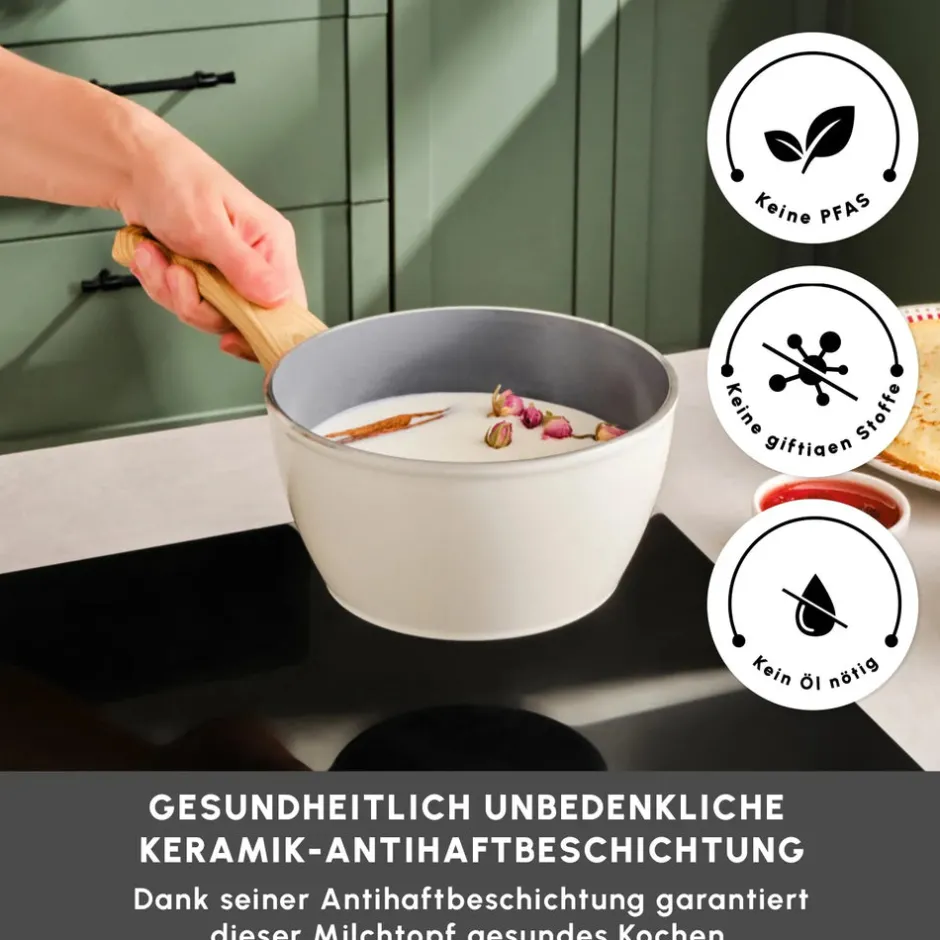Karaca Keramikpfanne|Milchkännchen-Swiss Crystal 18 Cm Induktions Milchkännchen, Creme Creme01