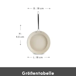 Karaca Keramikpfanne|Swiss Crystal Produkte-Swiss Crystal Almond Cream Pfanne mit Edelstahlgriff 22 cm Creme01