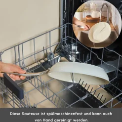Karaca Keramikpfanne|Swiss Crystal Produkte-Swiss Crystal Almond Cream Pfanne mit Edelstahlgriff 22 cm Creme01
