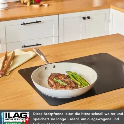 Karaca Keramikpfanne|Swiss Crystal Produkte-Swiss Crystal Almond Cream Pfanne mit Edelstahlgriff 32 cm Creme01