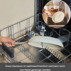 Karaca Keramikpfanne|Swiss Crystal Produkte-Swiss Crystal Almond Cream Pfanne mit Edelstahlgriff 32 cm Creme01