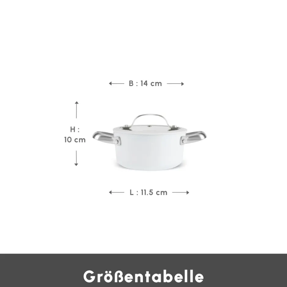 Karaca Swiss Crystal Produkte|Keramiktopf-Swiss Crystal Almond Edelstahlgriff Kasserolle 14 cm Creme01