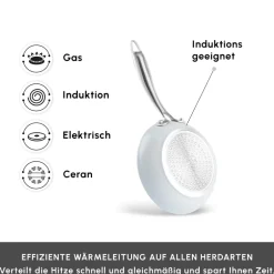 Karaca Keramikpfanne|Swiss Crystal Produkte-Swiss Crystal Almond Cream Pfannkuchenpfanne mit Edelstahlgriff 28 cm Creme01