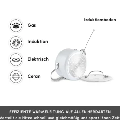Karaca Swiss Crystal Produkte|Keramiktopf-Swiss Crystal Almond Cream Kasserolle mit Edelstahlgriff 18 cm Creme01