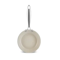 Karaca Keramikpfanne|Swiss Crystal Produkte-Swiss Crystal Almond Cream Pfanne mit Edelstahlgriff 16 cm Creme01