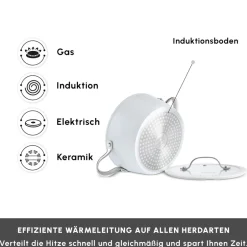 Karaca Swiss Crystal Produkte|Keramiktopf-Swiss Crystal Almond Cream Kasserolle mit Edelstahlgriff 24 cm Creme01
