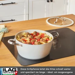 Karaca Swiss Crystal Produkte|Keramiktopf-Swiss Crystal Almond Cream Kasserolle mit Edelstahlgriff 24 cm Creme01