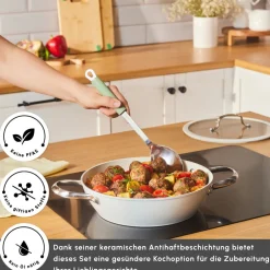 Karaca Swiss Crystal Produkte|Keramiktopf-Swiss Crystal Almond Cream Handle Flache Kasserolle 26 cm Creme01