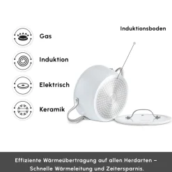 Karaca Swiss Crystal Produkte|Keramiktopf-Swiss Crystal Almond Cream Handle Flache Kasserolle 26 cm Creme01