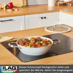 Karaca Swiss Crystal Produkte|Keramiktopf-Swiss Crystal Almond Cream Handle Flache Kasserolle 26 cm Creme01