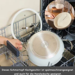 Karaca Swiss Crystal Produkte|Keramiktopf-Swiss Crystal Almond Cream Handle Flache Kasserolle 26 cm Creme01