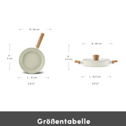 Karaca Keramikpfanne-Swiss Crystal Almond Cream, Pfannen Set, Induktion Creme01
