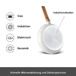 Karaca Keramikpfanne-Swiss Crystal Almond Cream, Pfannen Set, Induktion Creme01