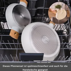 Karaca Keramikpfanne-Swiss Crystal Almond Cream, Pfannen Set, Induktion Creme01