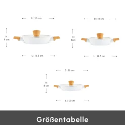 Karaca Keramikpfanne-Swiss Crystal Almond, 6 teiliges Schmortopf Set, Induktion Creme