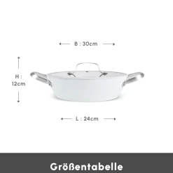 Karaca Swiss Crystal Produkte|Keramiktopf-Swiss Crystal Almond Cream Handle Flache Kasserolle 30 cm Creme01