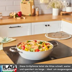 Karaca Swiss Crystal Produkte|Keramiktopf-Swiss Crystal Almond Cream Handle Flache Kasserolle 30 cm Creme01