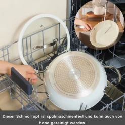 Karaca Swiss Crystal Produkte|Keramiktopf-Swiss Crystal Almond Cream Handle Flache Kasserolle 30 cm Creme01