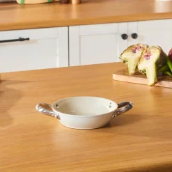 Karaca Swiss Crystal Produkte|Keramiktopf-Swiss Crystal Almond Cream Handle Flache Kasserolle 16 cm Creme01