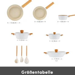 Karaca Swiss Crystal Produkte|Keramiktöpfe-Set-Swiss Crystal Almond 12-teiliges Kochgeschirr-Set Cream