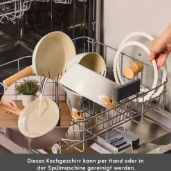 Karaca Swiss Crystal Produkte|Keramiktöpfe-Set-Swiss Crystal Almond 12-teiliges Kochgeschirr-Set Cream