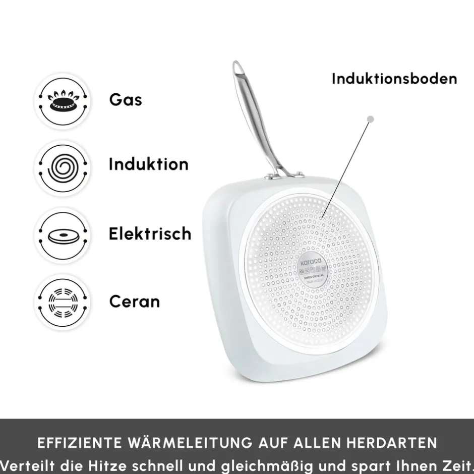 Karaca Swiss Crystal Produkte|Grillpfanne-Swiss Crystal Almond Cream Stielgrill 28 cm Creme01