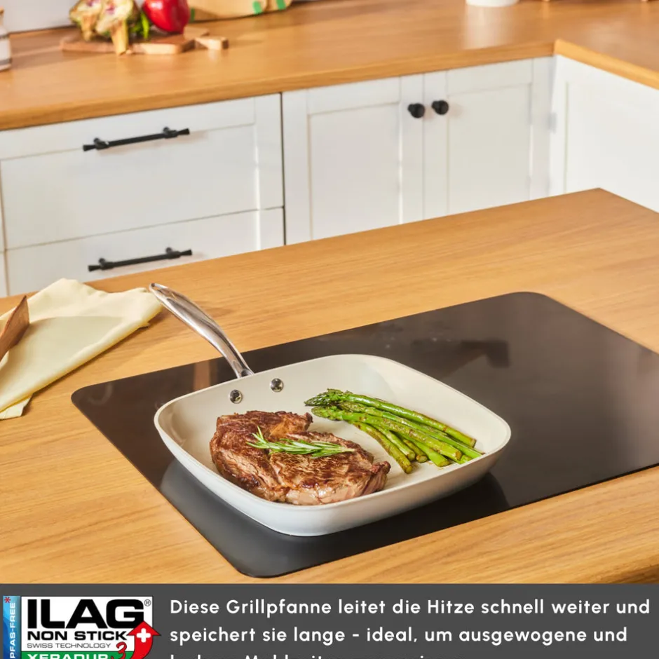 Karaca Swiss Crystal Produkte|Grillpfanne-Swiss Crystal Almond Cream Stielgrill 28 cm Creme01