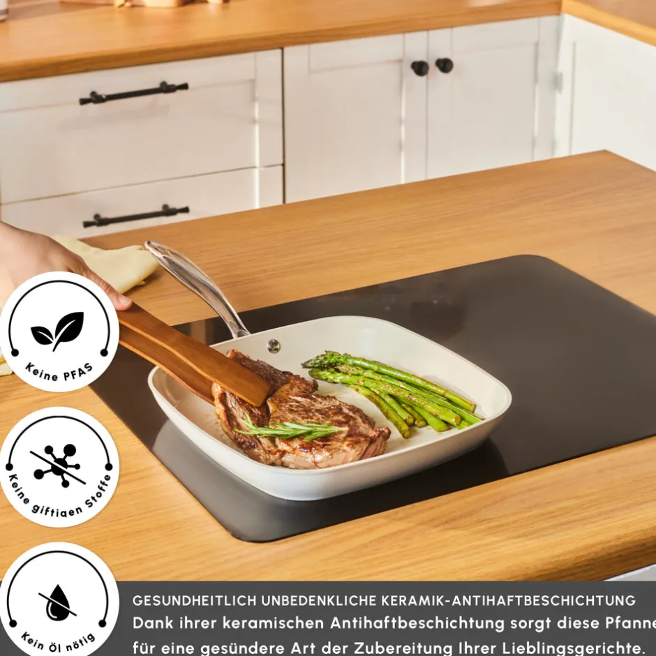 Karaca Swiss Crystal Produkte|Grillpfanne-Swiss Crystal Almond Cream Stielgrill 28 cm Creme01