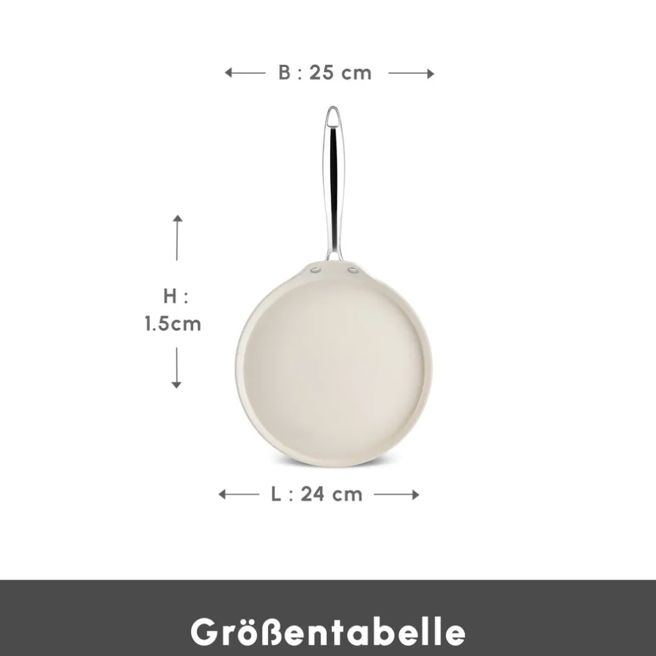 Karaca Swiss Crystal Produkte|Keramikpfanne-Swiss Crystal Almond Cream Pfannkuchen Pfanne 25 Cm Creme01