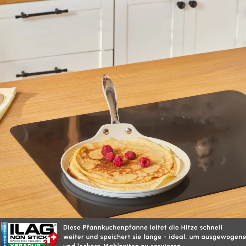Karaca Swiss Crystal Produkte|Keramikpfanne-Swiss Crystal Almond Cream Pfannkuchen Pfanne 25 Cm Creme01