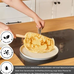 Karaca Swiss Crystal Produkte|Keramikpfanne-Swiss Crystal Almond Cream Pfannkuchen Pfanne 25 Cm Creme01