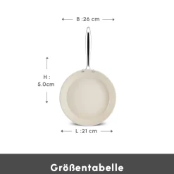 Karaca Keramikpfanne|Swiss Crystal Produkte-Swiss Crystal Almond Cream Pfanne 26 Cm Creme01