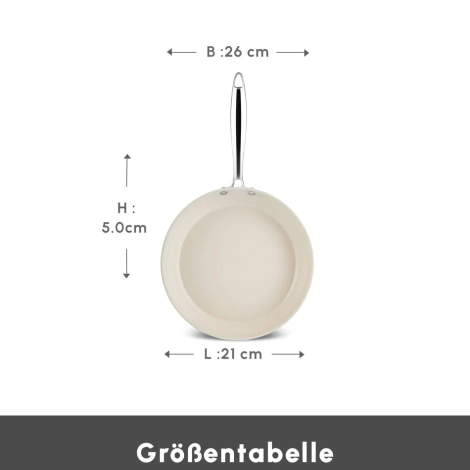 Karaca Keramikpfanne|Swiss Crystal Produkte-Swiss Crystal Almond Cream Pfanne 26 Cm Creme01