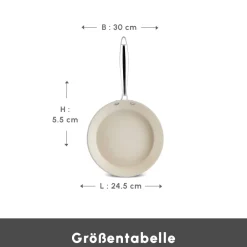 Karaca Keramikpfanne|Swiss Crystal Produkte-Swiss Crystal Almond Cream Pfanne mit Edelstahlgriff 30 cm Creme01