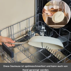 Karaca Keramikpfanne|Swiss Crystal Produkte-Swiss Crystal Almond Cream Pfanne mit Edelstahlgriff 30 cm Creme01