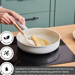 Karaca Swiss Crystal Produkte|Keramiktöpfe-Set-Swiss Crystal Ceramica Valenti 7-Teiliges Kochgeschirr-Set Beyaz