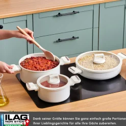 Karaca Swiss Crystal Produkte|Keramiktöpfe-Set-Swiss Crystal Ceramica Valenti 7-Teiliges Kochgeschirr-Set Beyaz