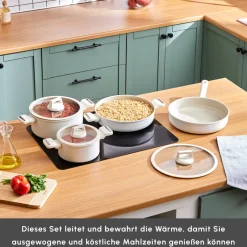 Karaca Swiss Crystal Produkte|Keramiktöpfe-Set-Swiss Crystal Ceramica Valenti 7-Teiliges Kochgeschirr-Set Beyaz