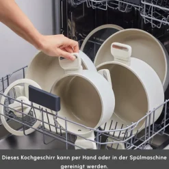 Karaca Swiss Crystal Produkte|Keramiktöpfe-Set-Swiss Crystal Ceramica Valenti 7-Teiliges Kochgeschirr-Set Beyaz