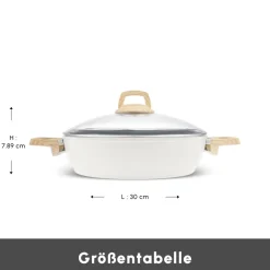 Karaca Swiss Crystal Produkte|Keramiktopf-Swiss Crystal Induktions Auflauftopf, 30 cm, Creamy