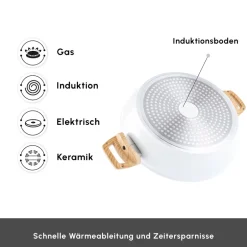 Karaca Swiss Crystal Produkte|Keramiktopf-Swiss Crystal Induktions Auflauftopf, 30 cm, Creamy