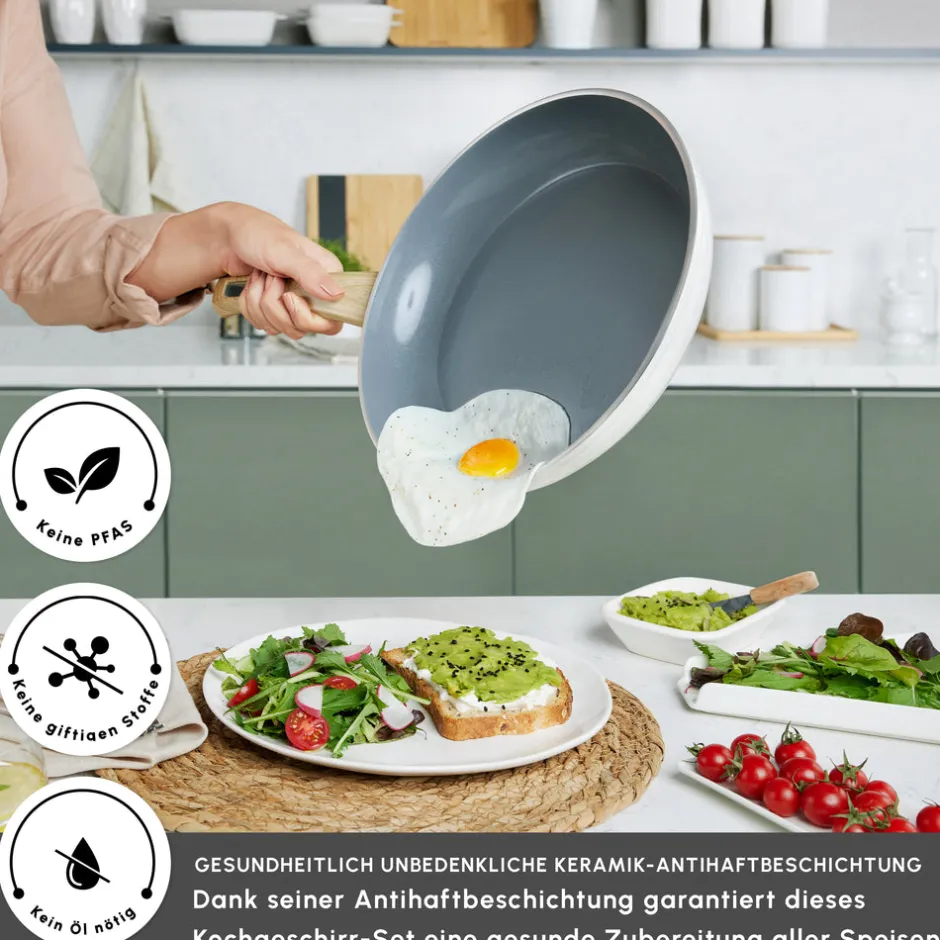 Karaca Keramikpfanne|Swiss Crystal Produkte-Swiss Crystal Induktions Pan Cremig, 30 Cm