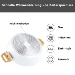 Karaca Swiss Crystal Produkte|Keramiktopf-Swiss Crystal Induktions Flacher Kochtopf, 26 cm, Creamy