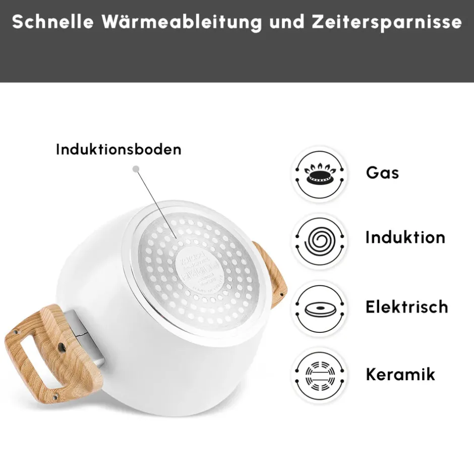 Karaca Swiss Crystal Produkte|Keramiktopf-Swiss Crystal Induktions Kochtopf Creamy, 20 cm