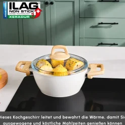 Karaca Swiss Crystal Produkte|Keramiktopf-Swiss Crystal Induktions Kochtopf Creamy, 20 cm